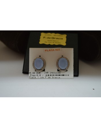 pendiente plata azul